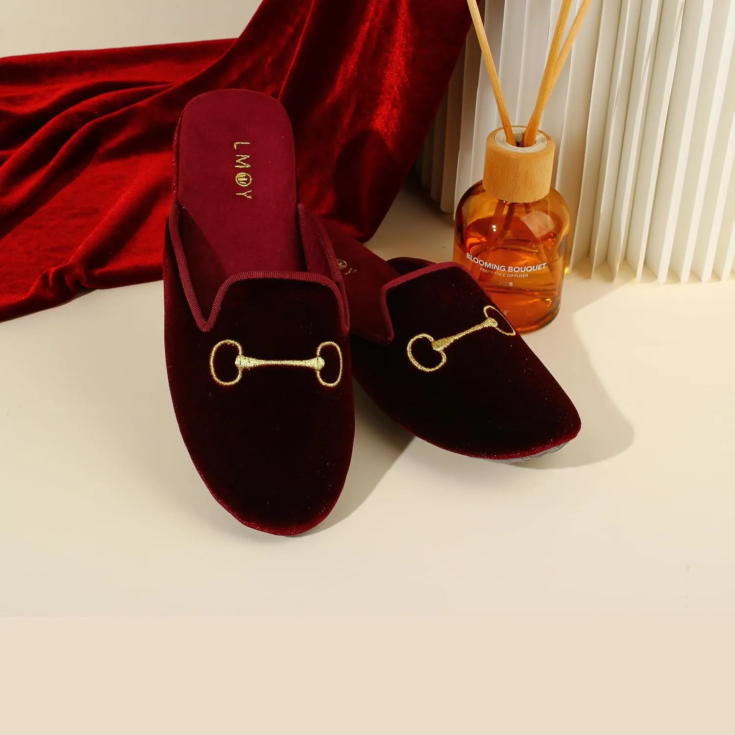 LMOY Velvet Slippers Women'S Slippers House Lightweight Non-Slip Elegant House Slippers