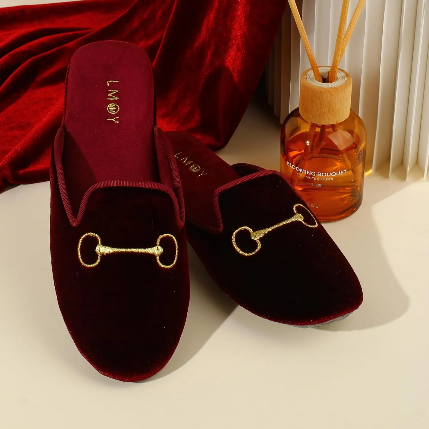 LMOY Velvet Slippers Women'S Slippers House Lightweight Non-Slip Elegant House Slippers