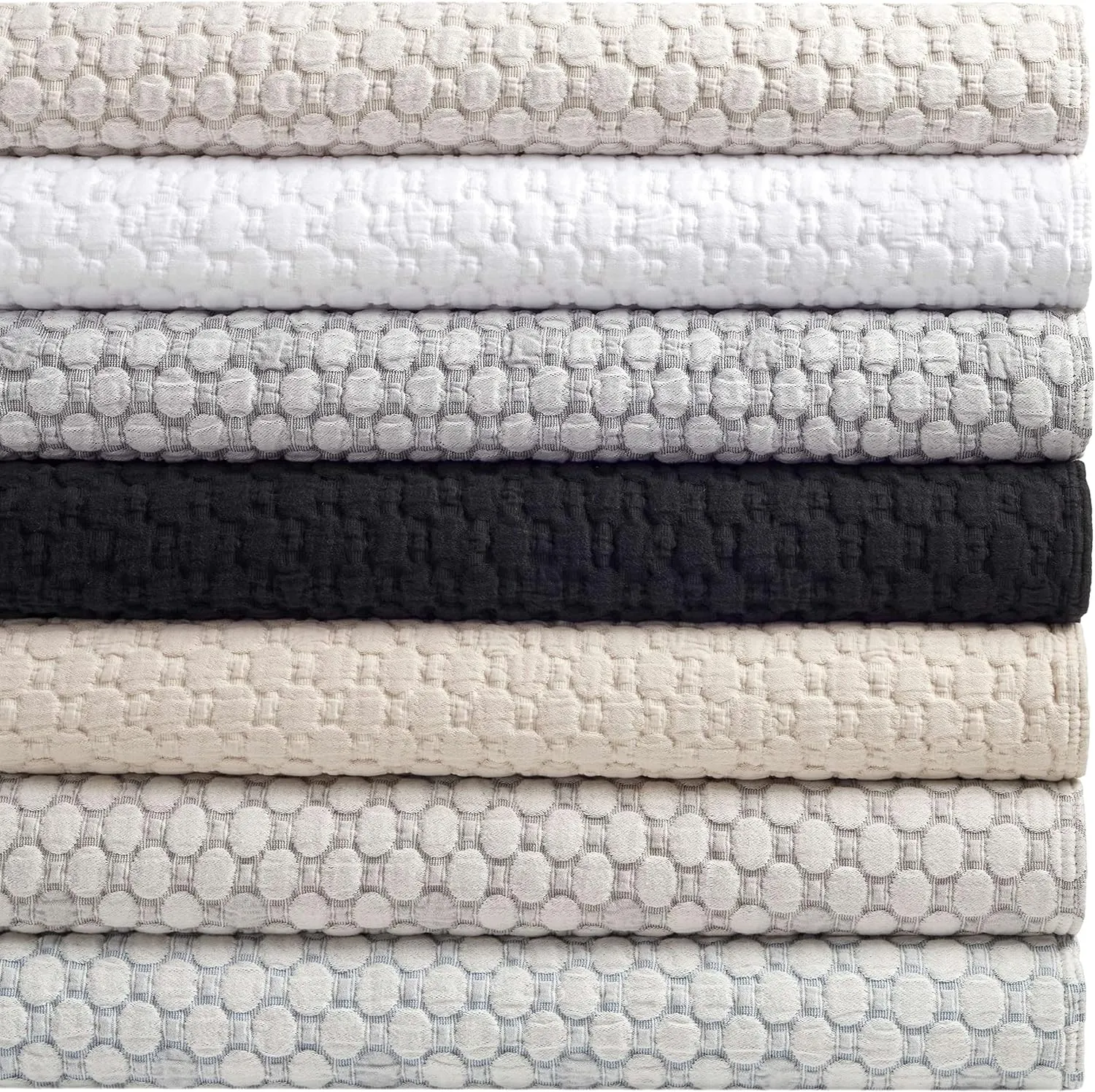 Lodi Alabaster Matelasse Coverlet, Queen Size, Ivory Solid Pattern