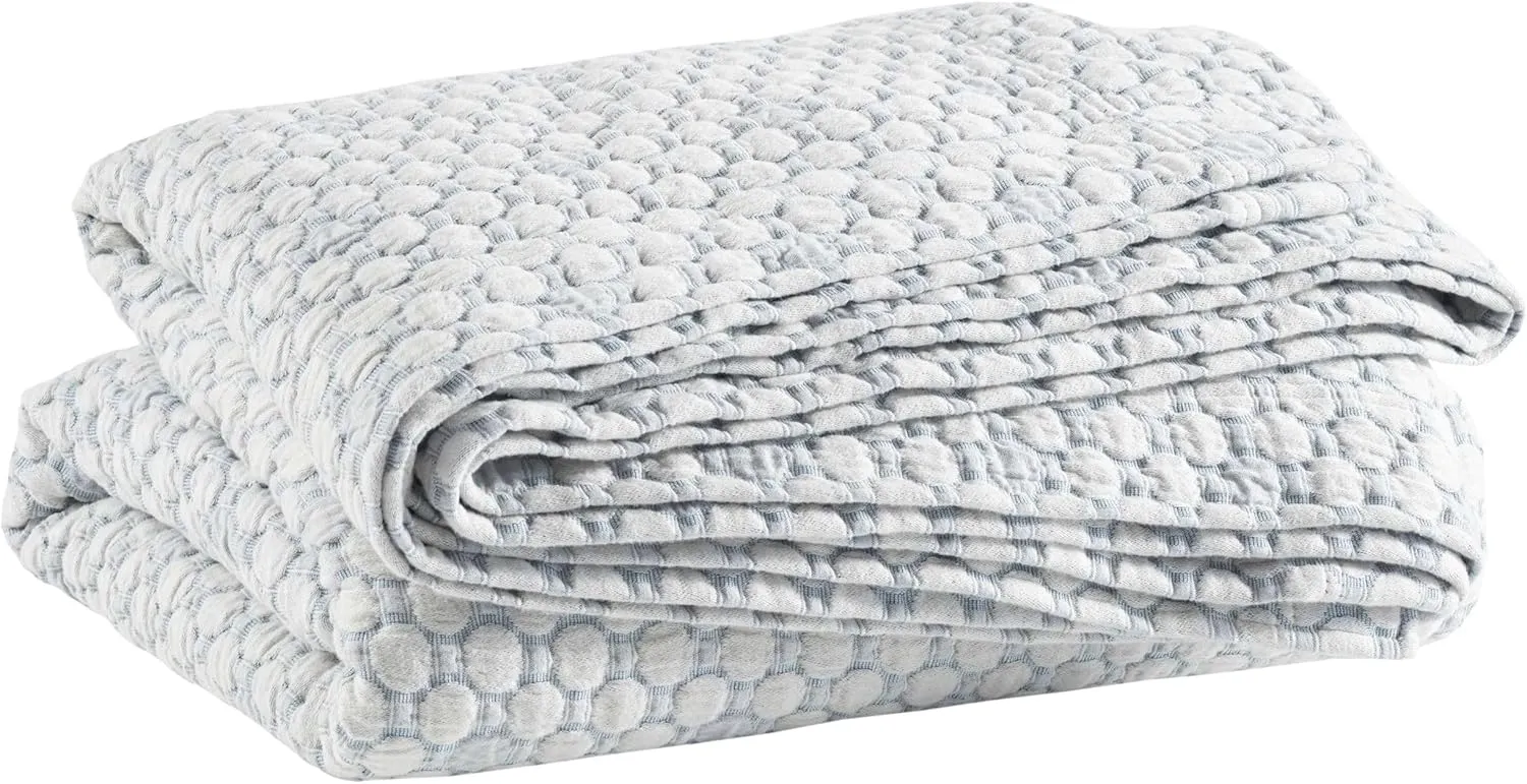 Lodi Blue Matelasse Coverlet, Queen Size, Blue Solid Pattern