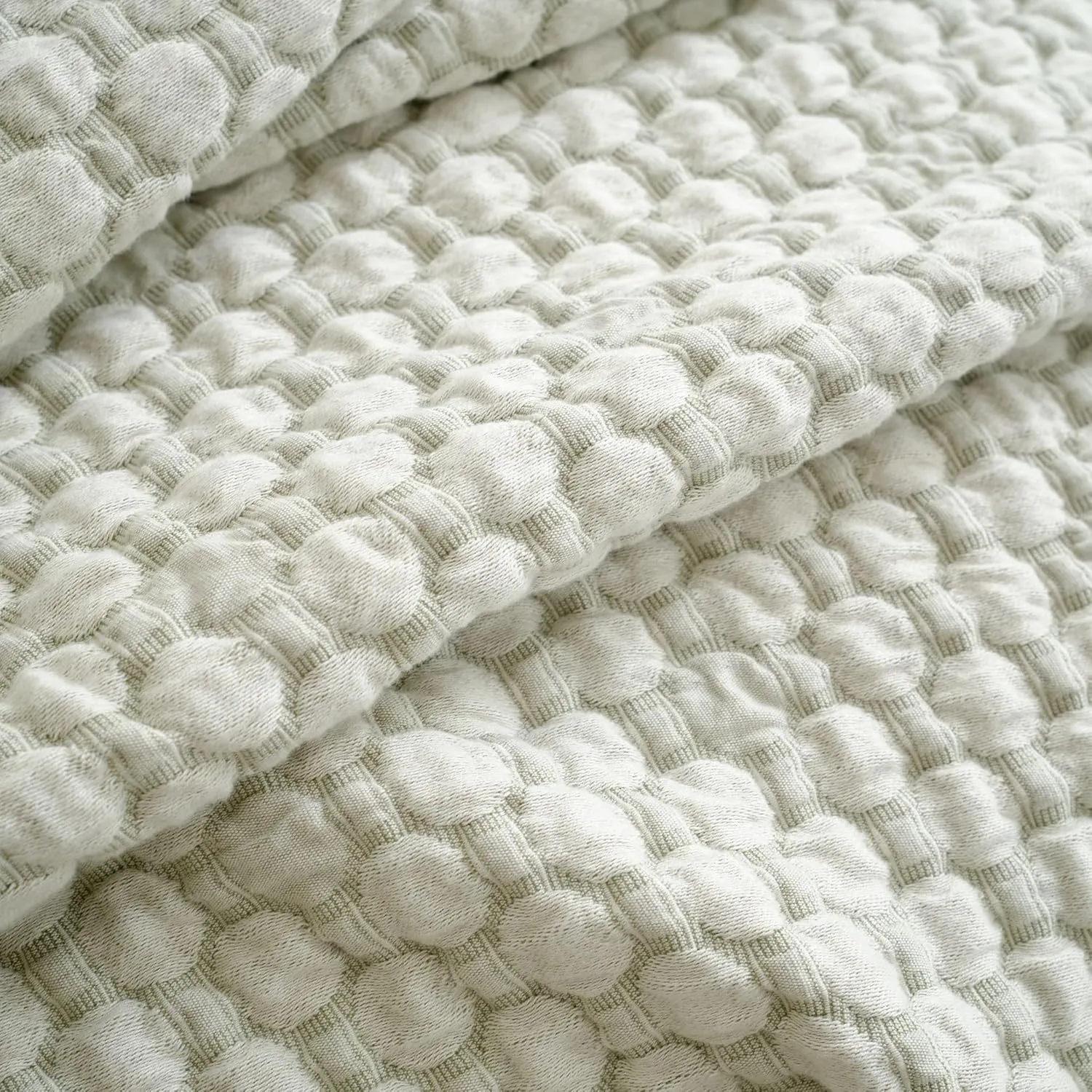 Lodi Sage Matelasse Coverlet, King Size, Green Solid Pattern