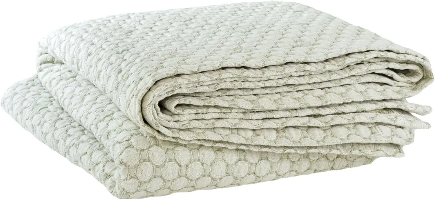Lodi Sage Matelasse Coverlet, King Size, Green Solid Pattern