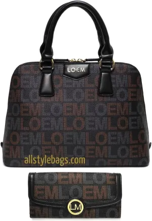 LOEM Designer Inspired Classic Signature Print Trapezoid L Wallet Shoulder Bag