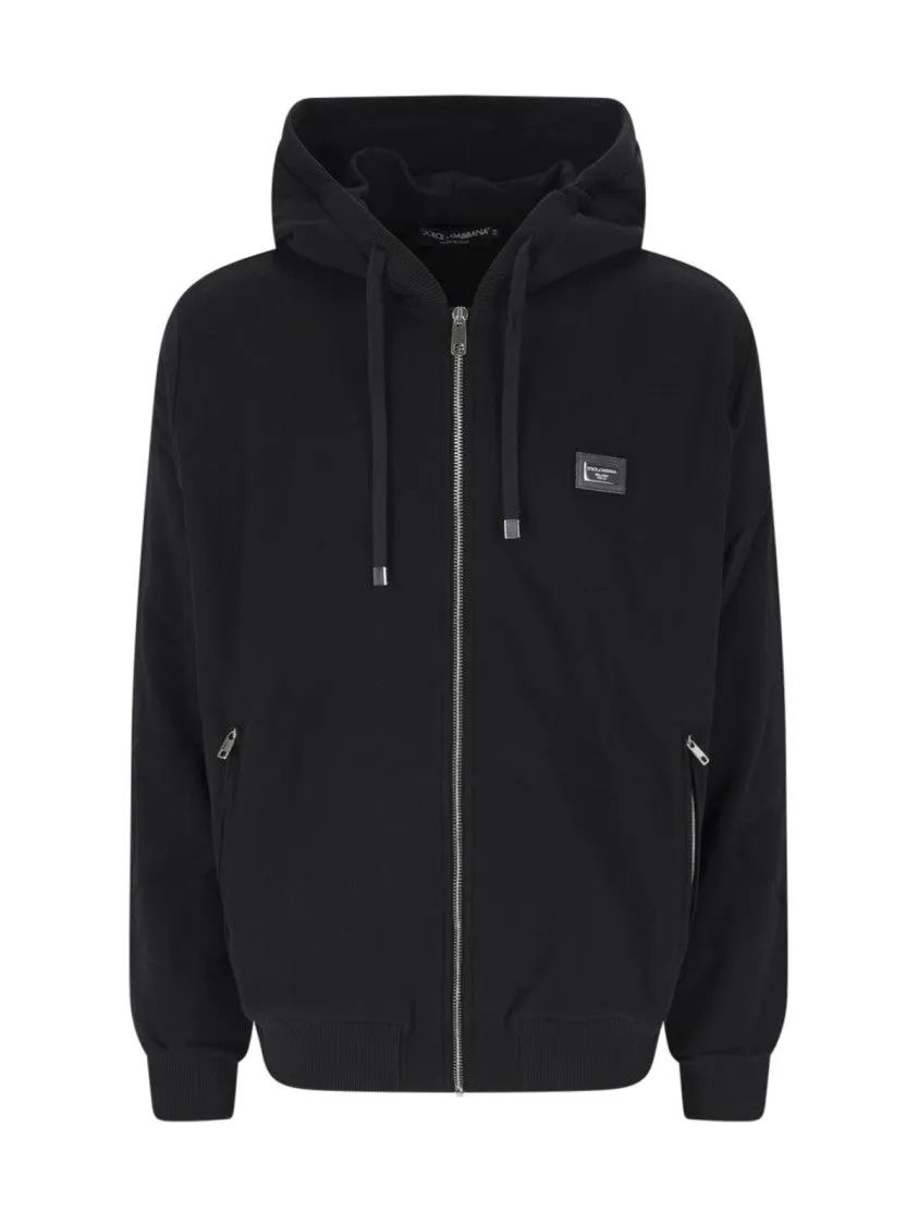 Logo Zip Hoodie – Black