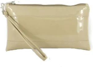 LONI Womens Adorable Patent Clutch Bag Wallet Purse for Women with Detachable Wrist Strap in beige nude