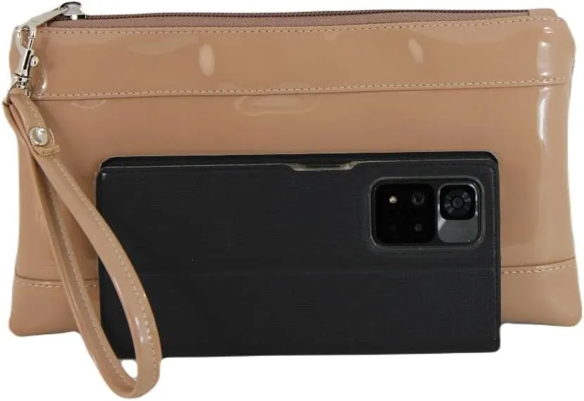 LONI Womens Adorable Patent Clutch Bag Wallet Purse for Women with Detachable Wrist Strap in black