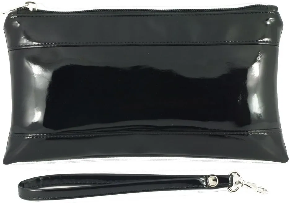 LONI Womens Adorable Patent Clutch Bag Wallet Purse for Women with Detachable Wrist Strap in black