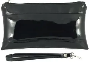 LONI Womens Adorable Patent Clutch Bag Wallet Purse for Women with Detachable Wrist Strap in black