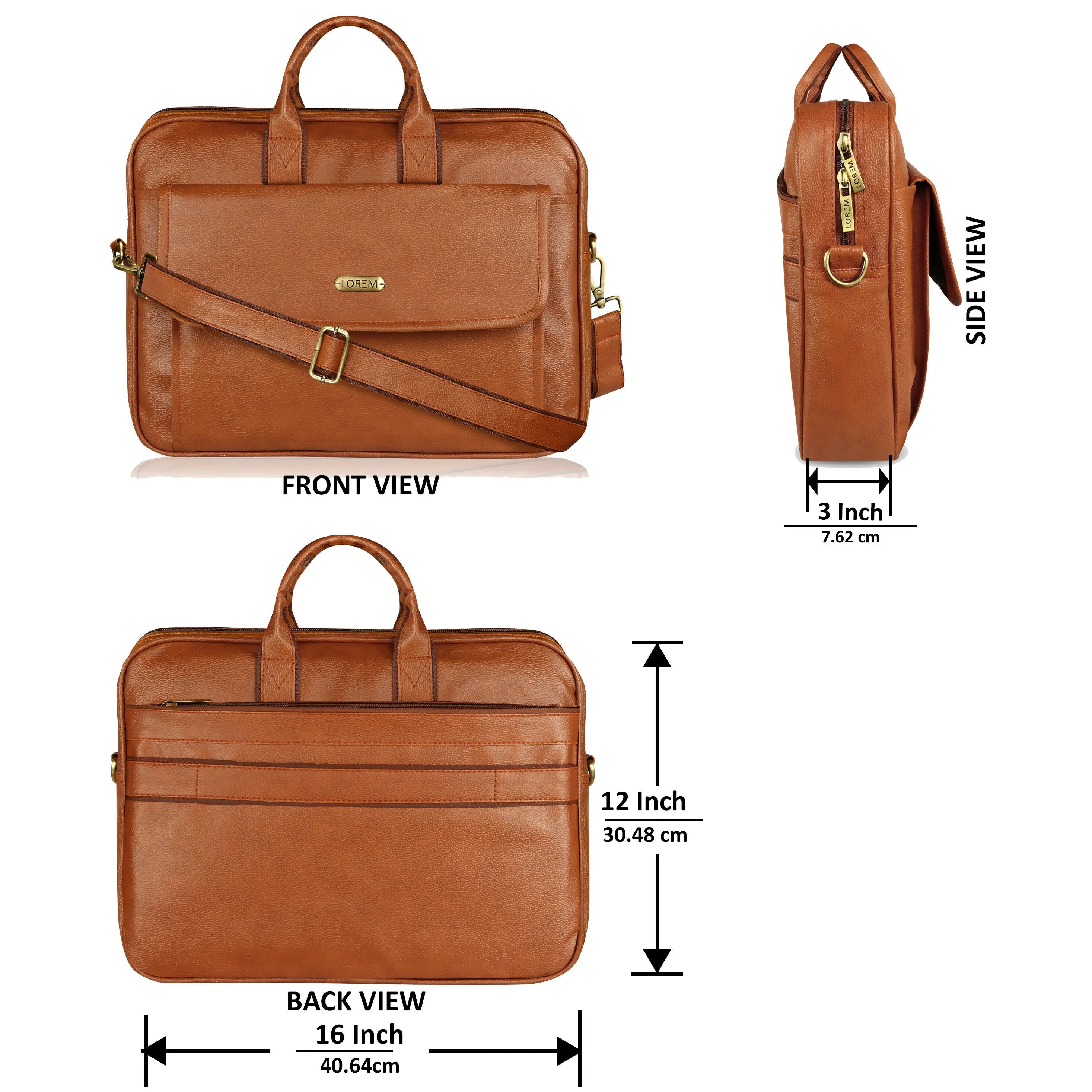 LOREM Faux Leather Messenger Bag – Smart & Spacious Fits Up to 15.6 - Ideal for all laptops - BG112