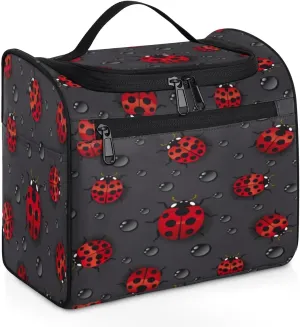 Lovely Ladybugs Hanging Toiletry Bag for Men Women Travel Cosmetic Makeup Organizer Bag Water Resistant Large Portable Wash Case for Accessories, Toiletries, Cosmetics