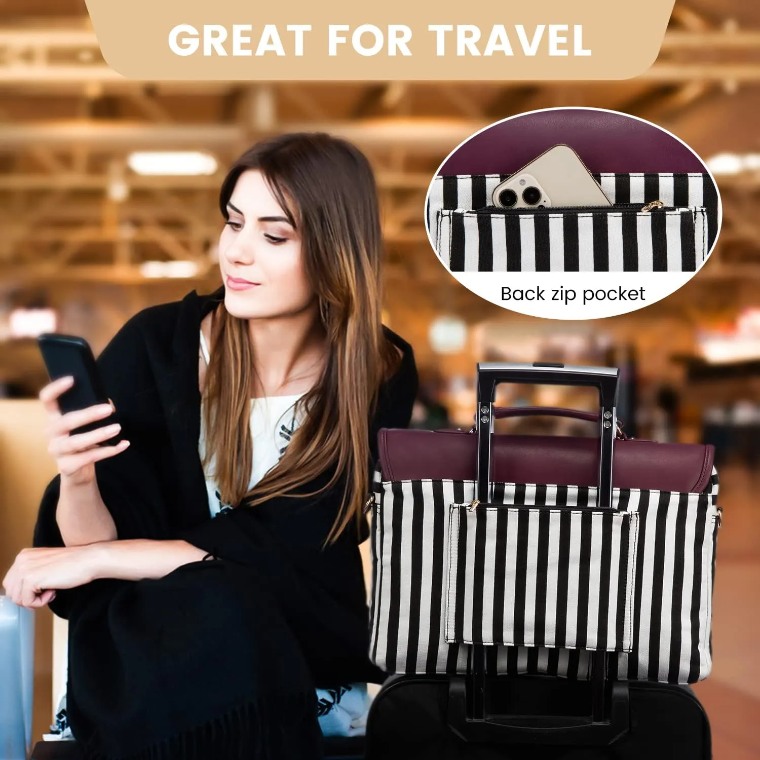 LOVEVOOK Computer Bag Laptop Bag for Women Cute Laptop Messenger Bag for Work College,Wine red
