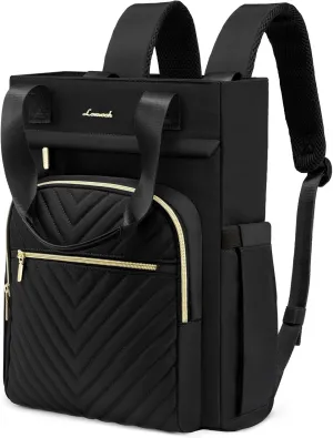 LOVEVOOK Laptop Backpack for Women,17.3 Inch Work Business Laptop Bag, Wide Top Open Teacher Nurse Bag, Waterproof Computer Backpack Purse for travel, Black