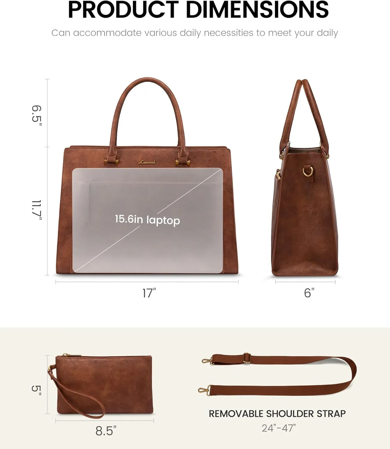 LOVEVOOK Laptop Bag for Women 15.6 Inch Tote Work Bag Leather Computer Briefcase Waterproof Business Teacher Office Handbag