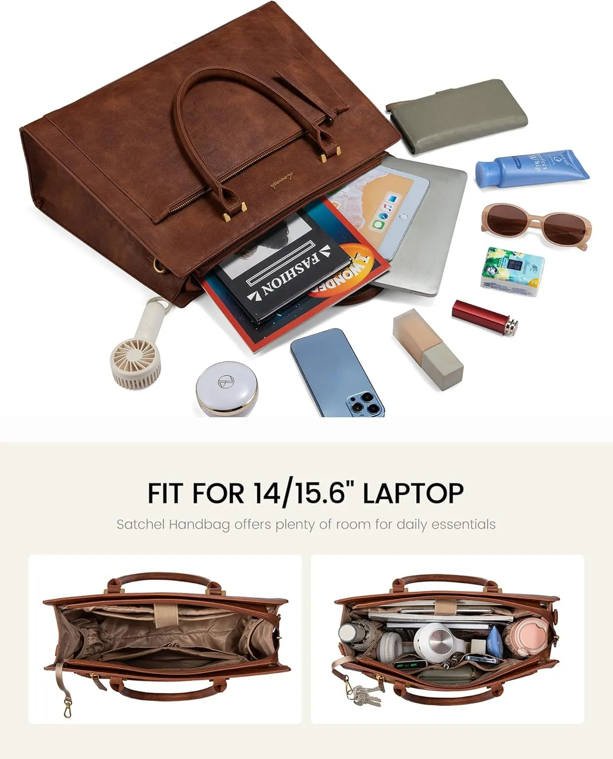 LOVEVOOK Laptop Bag for Women 15.6 Inch Tote Work Bag Leather Computer Briefcase Waterproof Business Teacher Office Handbag