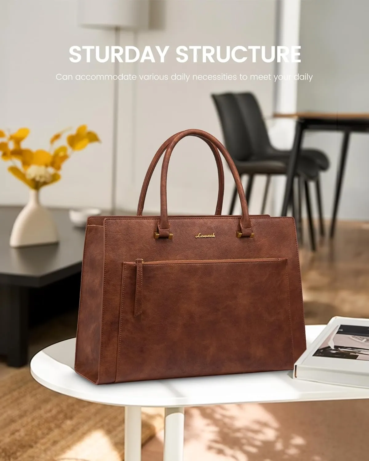 LOVEVOOK Laptop Bag for Women 15.6 Inch Tote Work Bag Leather Computer Briefcase Waterproof Business Teacher Office Handbag