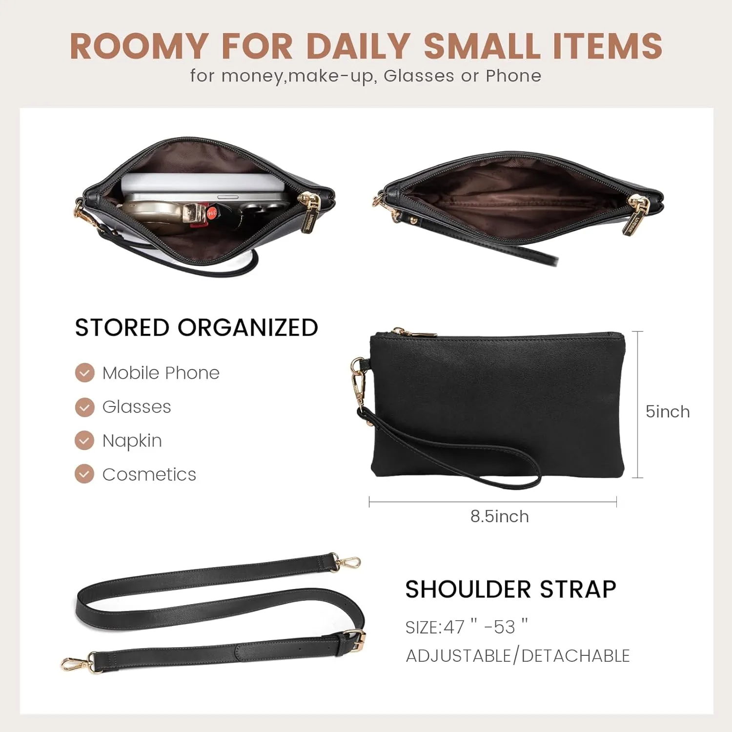 LOVEVOOK Laptop Bag for Women,15.6 lnch Waterproof Lightweight Leather Tote Bag,Professional Business Office Work Bags with Clutch Purse,Large Capacity Computer Shoulder Handbag,Black
