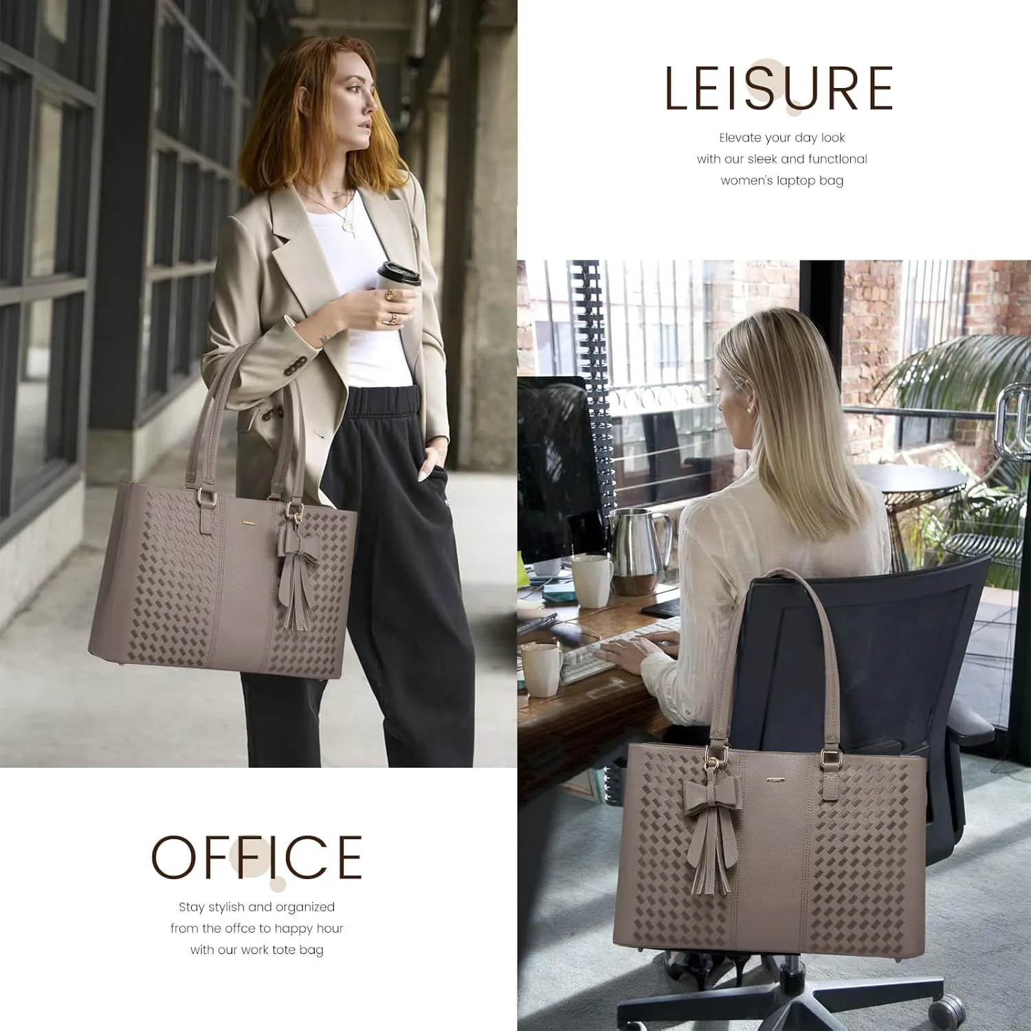 LOVEVOOK Laptop Tote Bag for Women 15.6 Inch Waterproof Leather Computer Bags for Business Office Work Briefcase