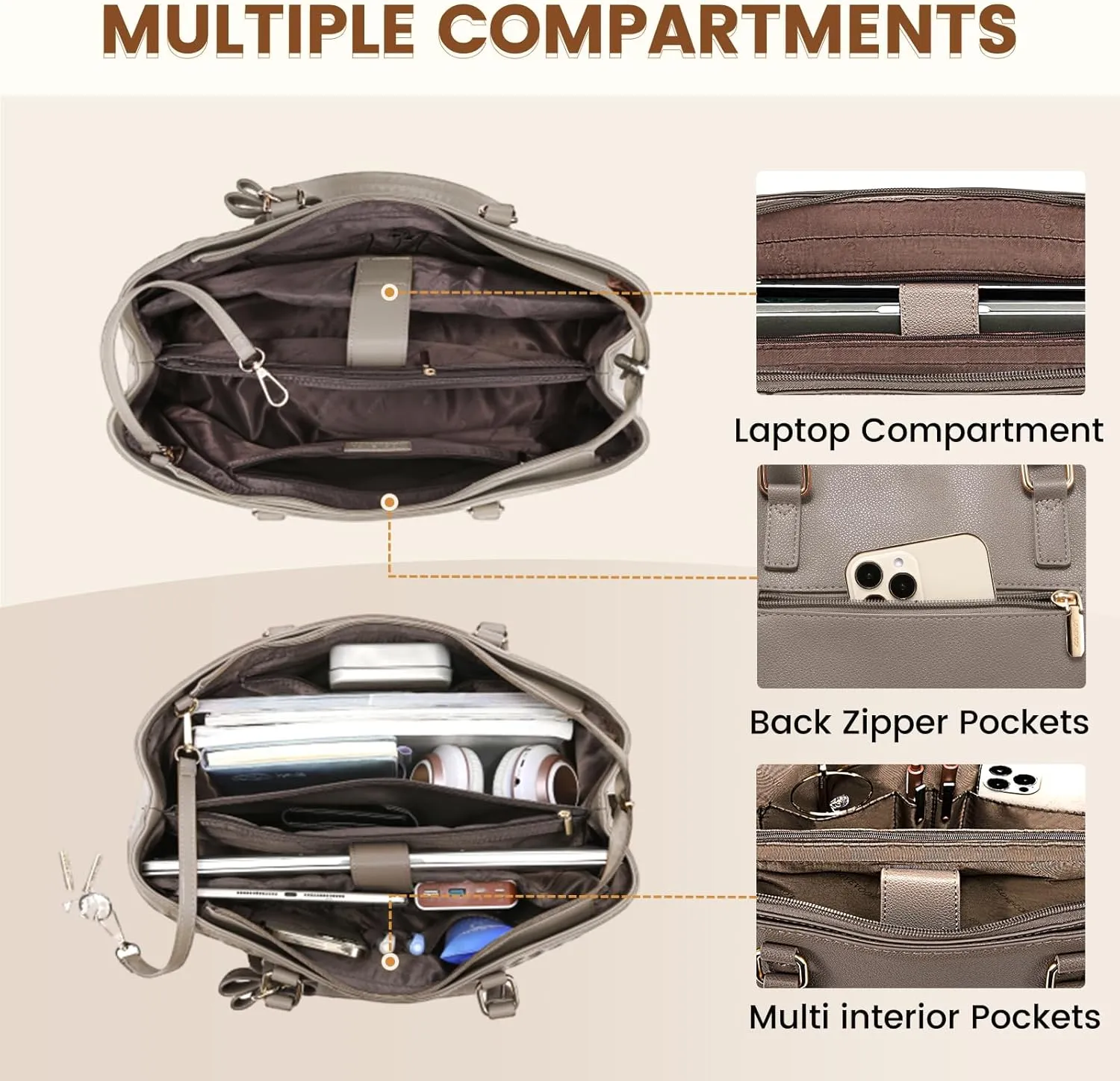 LOVEVOOK Laptop Tote Bag for Women 15.6 Inch Waterproof Leather Computer Bags for Business Office Work Briefcase