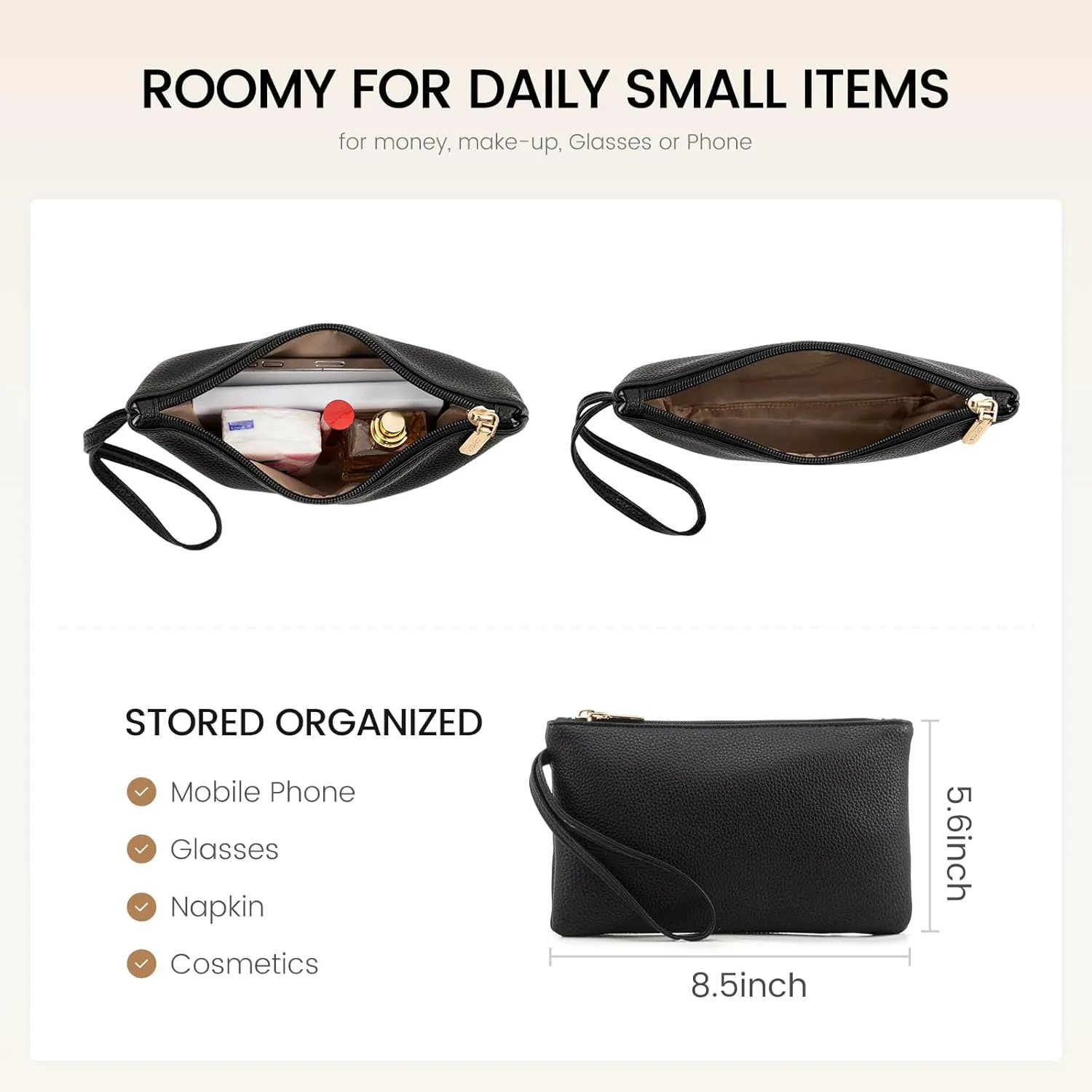 LOVEVOOK Laptop Tote Bag for Women 15.6 Inch Work Bag Leather Laptop Bag with Clutch, Large Capacity Office Purse Computer Briefcase Shoulder Bag for Casual Business Travel, Beige & Black