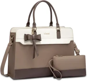 LOVEVOOK Laptop Tote Bag for Women,Leather Work Bag, Waterproof Business Teacher Bag,Large Computer Handbag Purse Briefcase,Office Gifts for Women