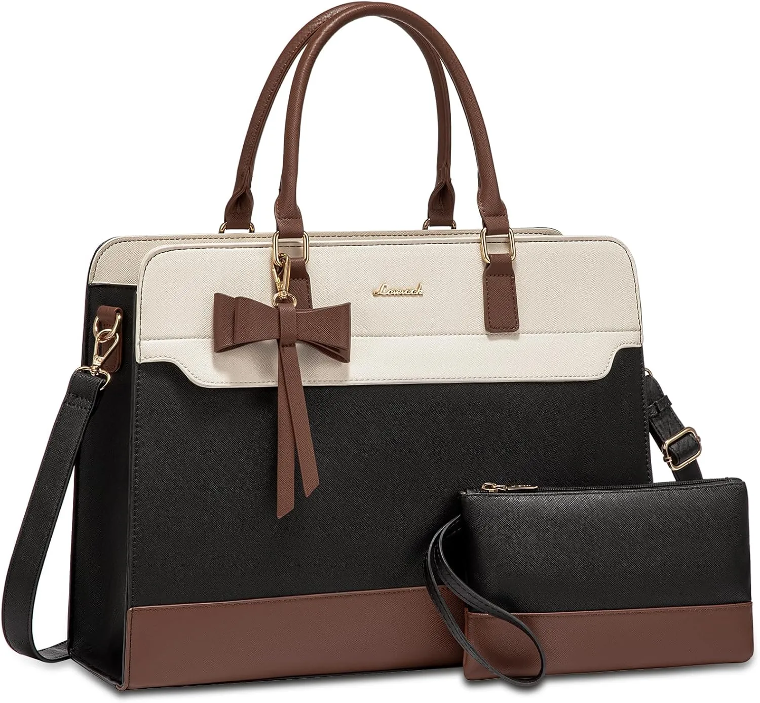 LOVEVOOK Laptop Tote Bag for Women,Leather Work Bag, Waterproof Business Teacher Bag,Large Computer Handbag Purse Briefcase,Office Gifts for Women