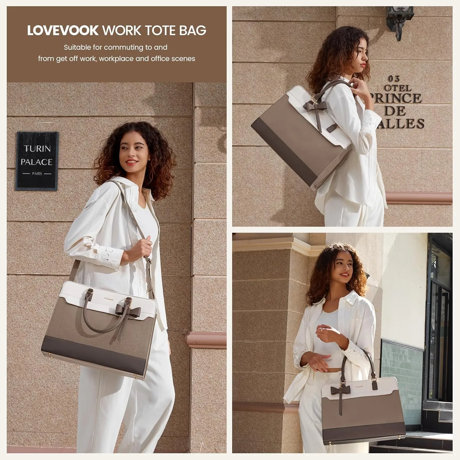 LOVEVOOK Laptop Tote Bag for Women,Leather Work Bag, Waterproof Business Teacher Bag,Large Computer Handbag Purse Briefcase,Office Gifts for Women