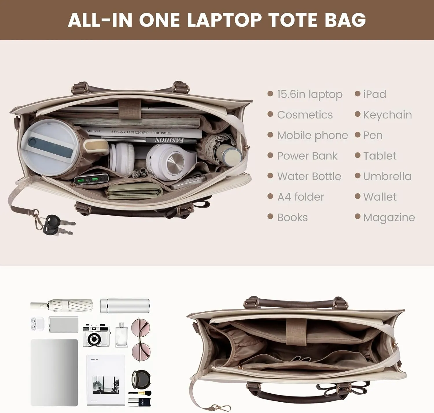 LOVEVOOK Laptop Tote Bag for Women,Leather Work Bag, Waterproof Business Teacher Bag,Large Computer Handbag Purse Briefcase,Office Gifts for Women