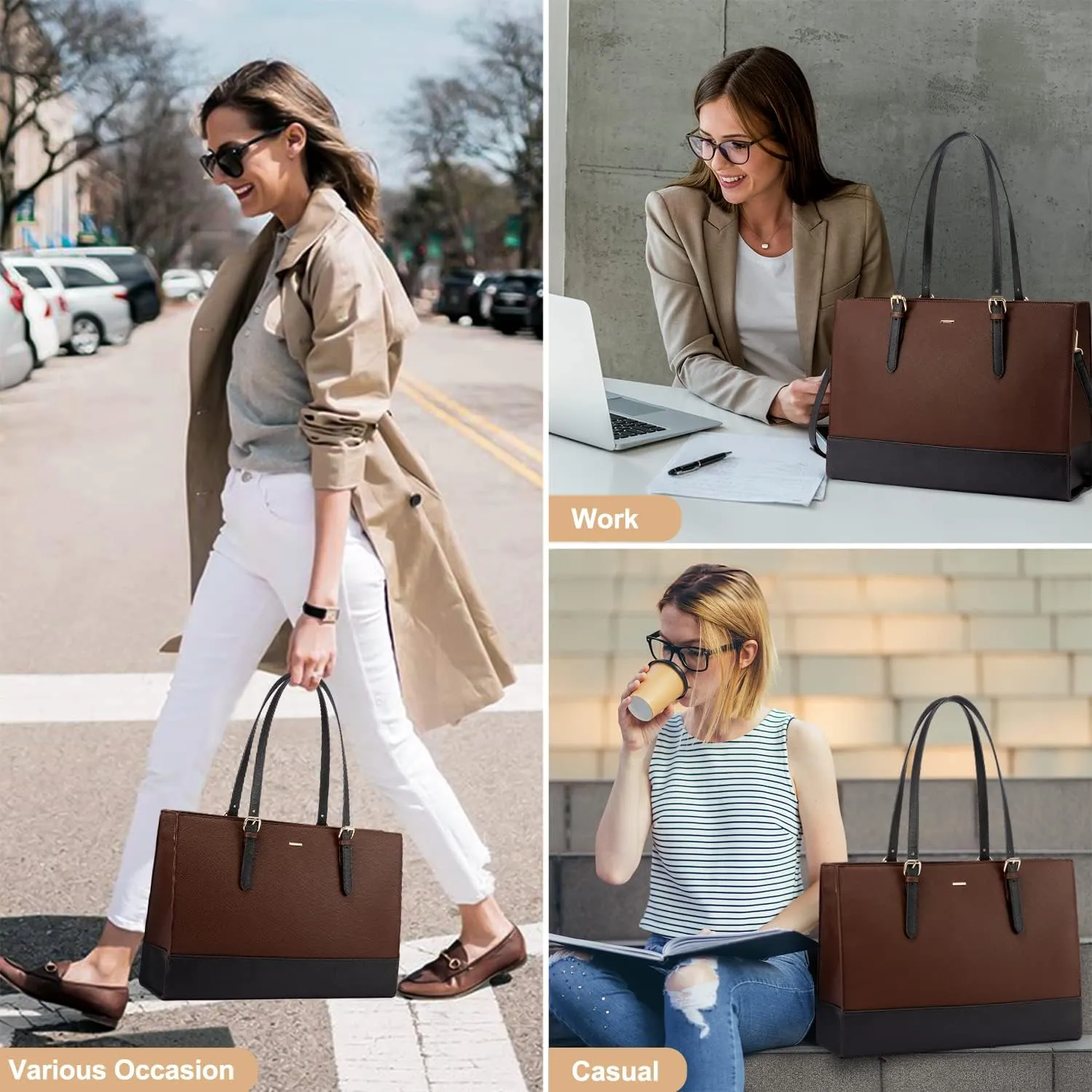 LOVEVOOK Laptop Tote for Women, Fashion Computer Bag 15.6 Inch Large Handbag, Shoulder Bag Purse for Business Work