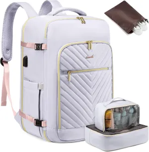 LOVEVOOK Large Travel Backpack for Women,Carry on Backpack Flight Approved with Shoe Bag,Personal Item Backpack Travel Bag with 2 Storage Containers,TSA Fit 17inch Laptop Luggage with USB Port