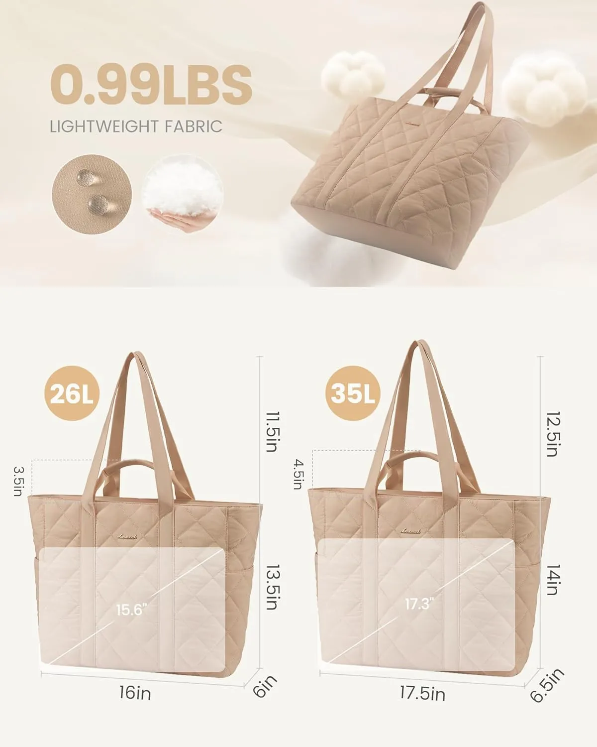 LOVEVOOK Tote Bag for Women,Large Puffer Tote Bag with Zipper,Quilted Puffy Work Bag Purse for Travel Beach Gym Weekend