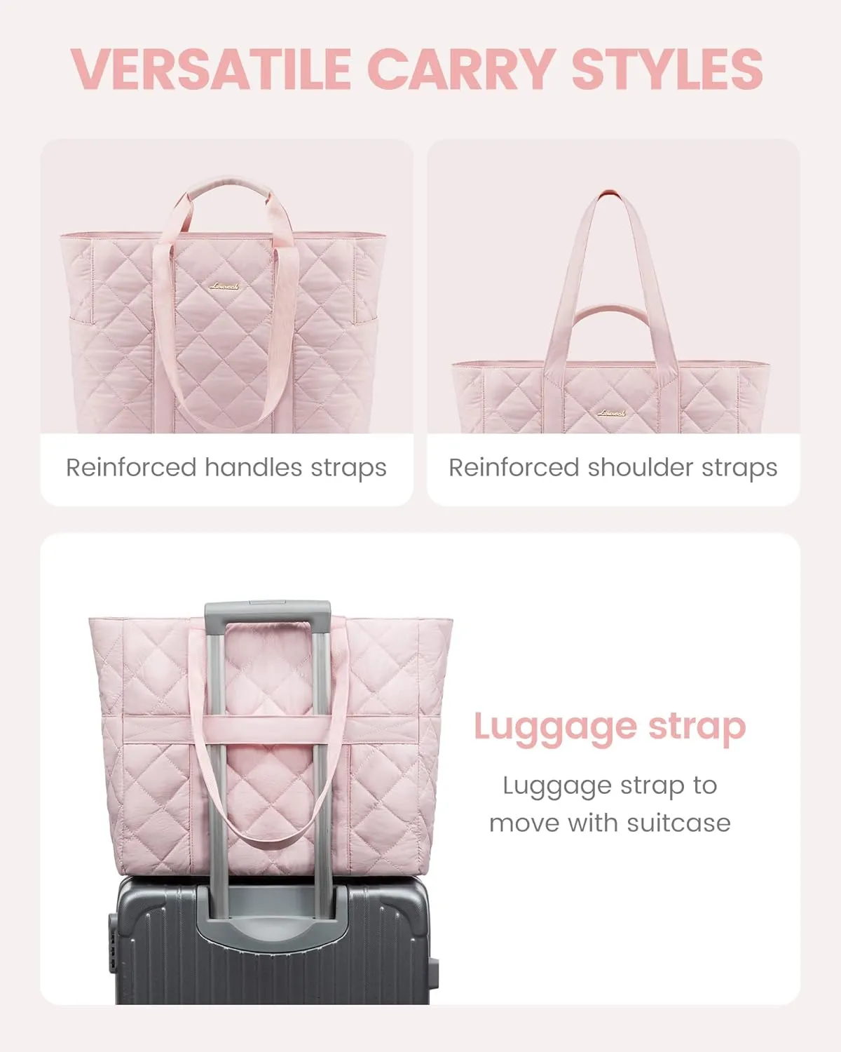 LOVEVOOK Tote Bag for Women,Large Puffer Tote Bag with Zipper,Quilted Puffy Work Bag Purse for Travel Beach Gym Weekend