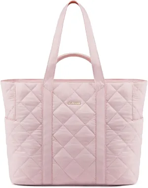 LOVEVOOK Tote Bag for Women,Large Puffer Tote Bag with Zipper,Quilted Puffy Work Bag Purse for Travel Beach Gym Weekend