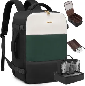 LOVEVOOK Travel Backpack for Women, Carry On Backpack Flight Approved with 3 Packing Cubes,TSA Personal Item Travel Bag Fits 15.6” Laptop,Weekender Hiking Business Luggage Daypack