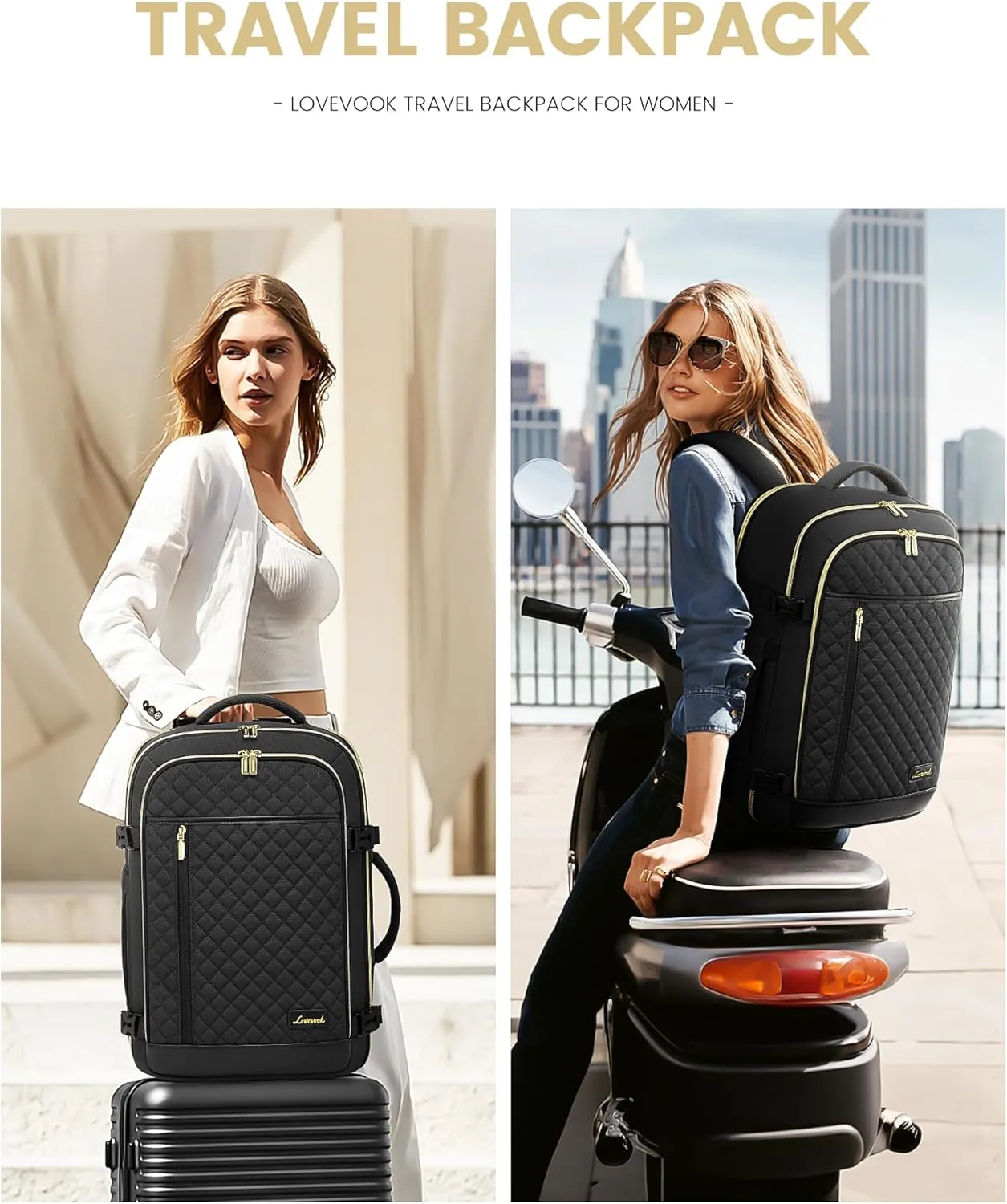 LOVEVOOK Travel Backpack for Women, Carry on Backpack for Airplanes,TSA Personal Item Travel Bag fits 15.6" Laptop,Travel Essentials Carry On Bag Flight Approved with 3 Packing Cubes