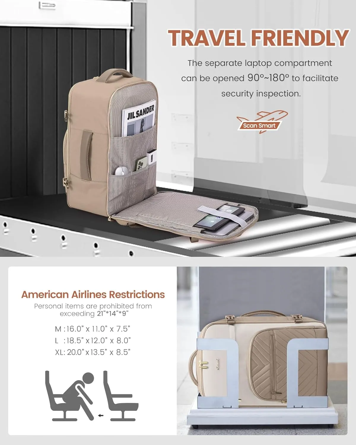 LOVEVOOK Travel Backpack for Women,35L Carry On Backpack for Airplanes,15.6 Inch Laptop Personal Item Travel Bag,TSA Approved Carry On Luggage,Waterproof Weekender Business Hiking Bag
