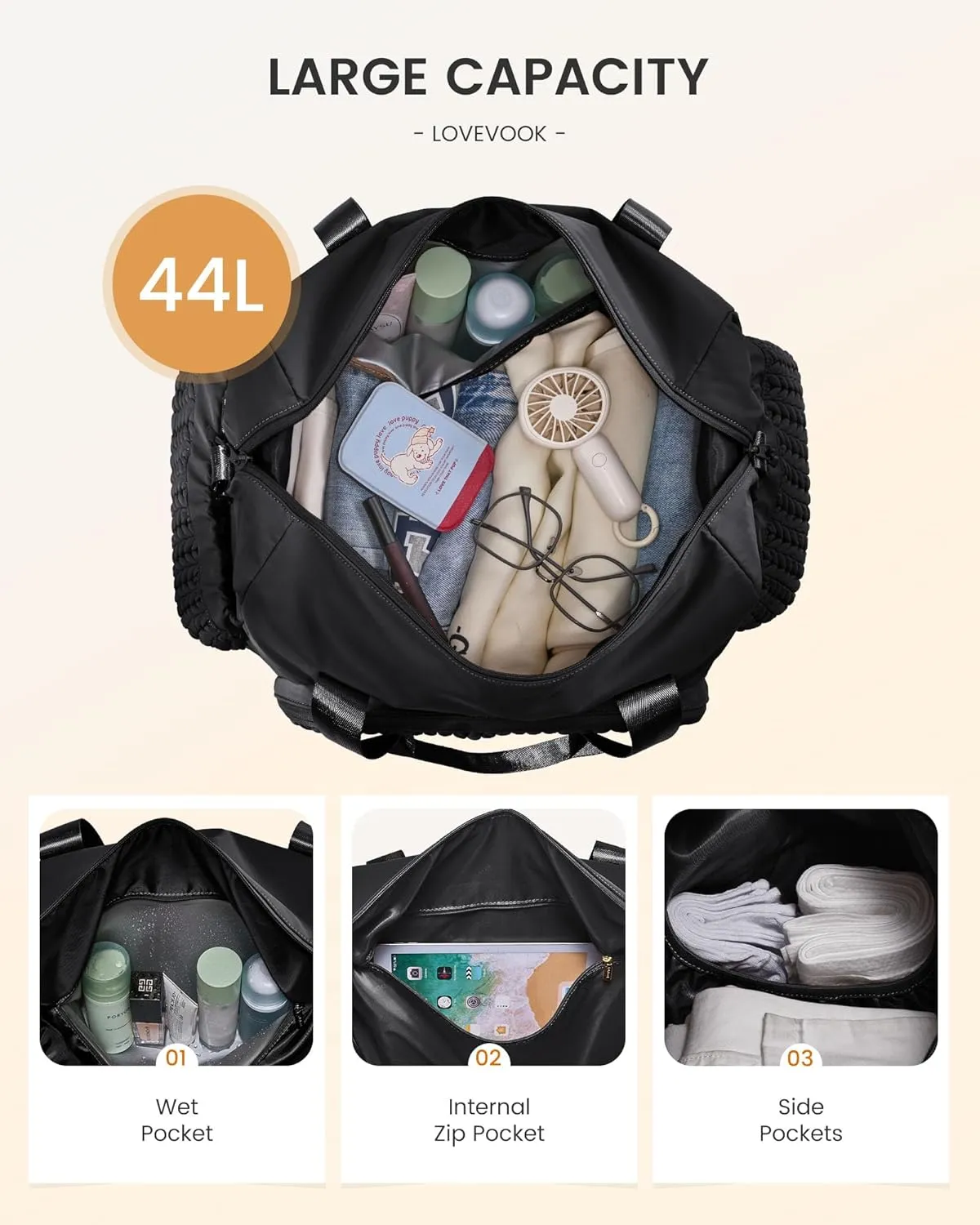 LOVEVOOK Travel Duffle Bag, Large Weekender Bags for Women Overnight Bag with Shoe Compartment, Hospital Bag for Women Labor Delivery, Personal Item Travel Carry on Bag for Airplanes