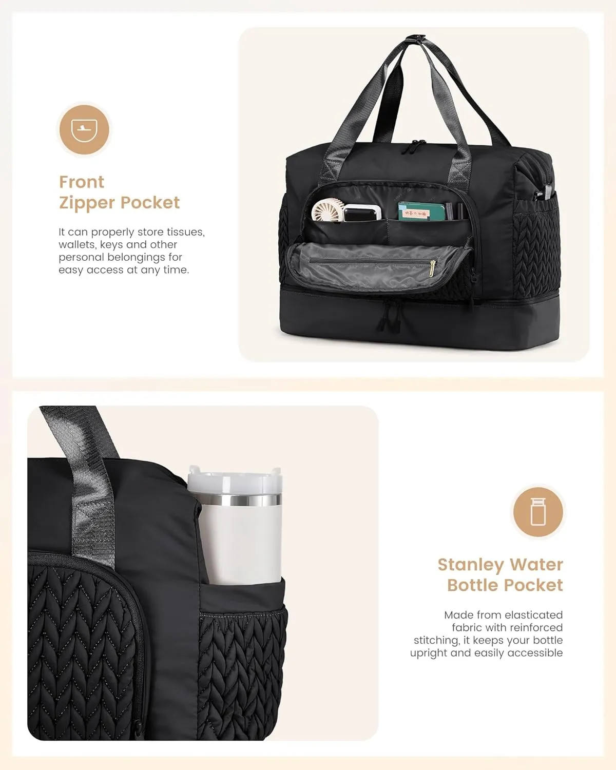 LOVEVOOK Travel Duffle Bag, Large Weekender Bags for Women Overnight Bag with Shoe Compartment, Hospital Bag for Women Labor Delivery, Personal Item Travel Carry on Bag for Airplanes