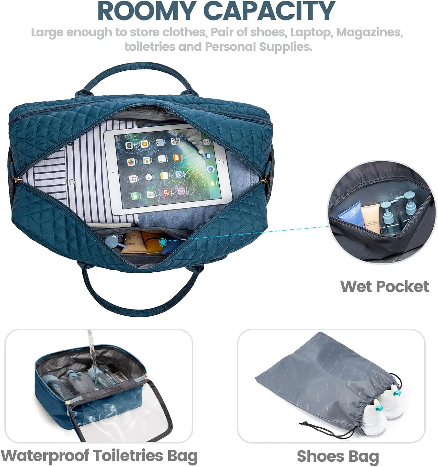 LOVEVOOK Travel Duffle Bag, Weekender Bag for Women with Toiletry Bag Carry on Overnight Bag with Laptop Compartment, Yoga Gym Bag with Wet Pocket Shoe Bag, Hospital Bag for Labor and Delivery