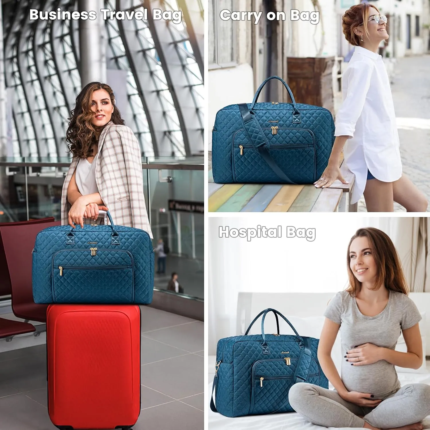 LOVEVOOK Travel Duffle Bag, Weekender Bag for Women with Toiletry Bag Carry on Overnight Bag with Laptop Compartment, Yoga Gym Bag with Wet Pocket Shoe Bag, Hospital Bag for Labor and Delivery
