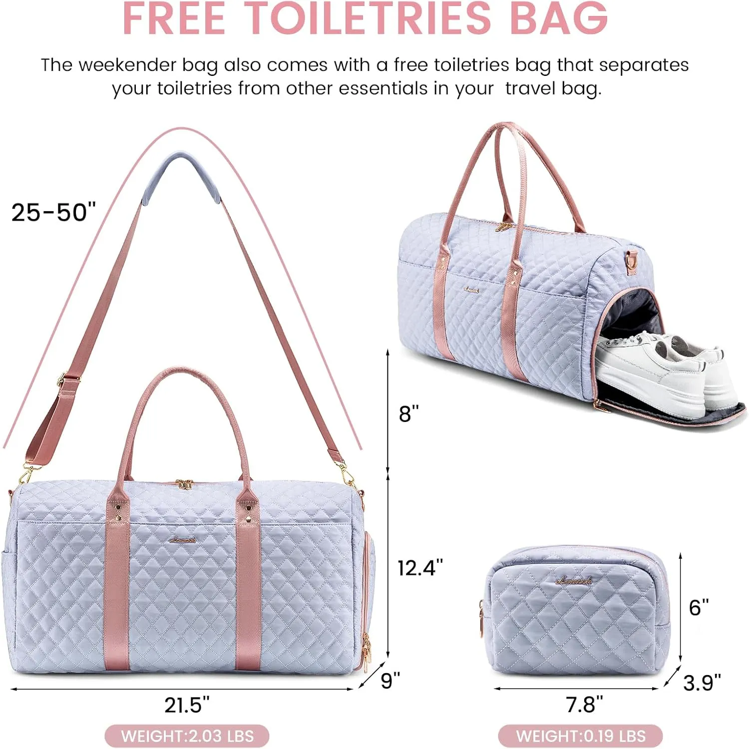 LOVEVOOK Travel Duffle Bag,Carry on Overnight Bag with Shoe Compartment,Weekender Bags for Women with Toiletry Bag,Gym Duffel Bag with Wet Pocket,Hospital Bags for Labor and Delivery