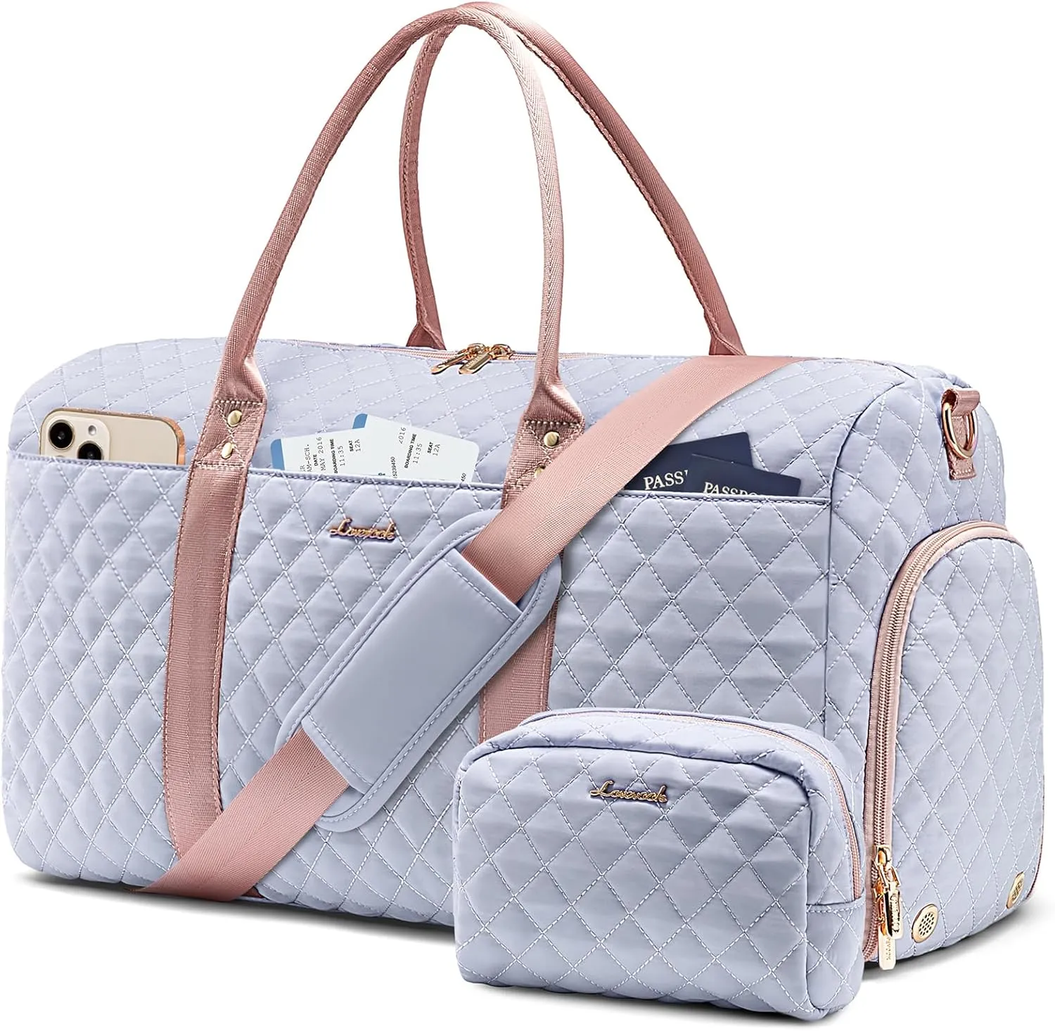 LOVEVOOK Travel Duffle Bag,Carry on Overnight Bag with Shoe Compartment,Weekender Bags for Women with Toiletry Bag,Gym Duffel Bag with Wet Pocket,Hospital Bags for Labor and Delivery