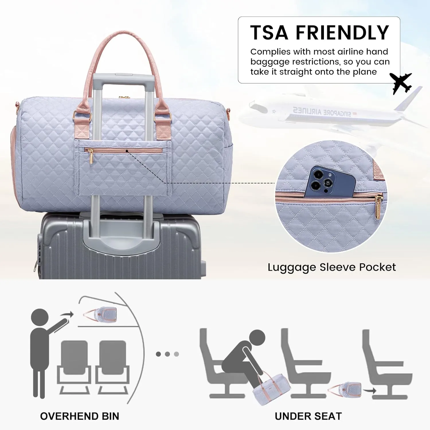 LOVEVOOK Travel Duffle Bag,Carry on Overnight Bag with Shoe Compartment,Weekender Bags for Women with Toiletry Bag,Gym Duffel Bag with Wet Pocket,Hospital Bags for Labor and Delivery
