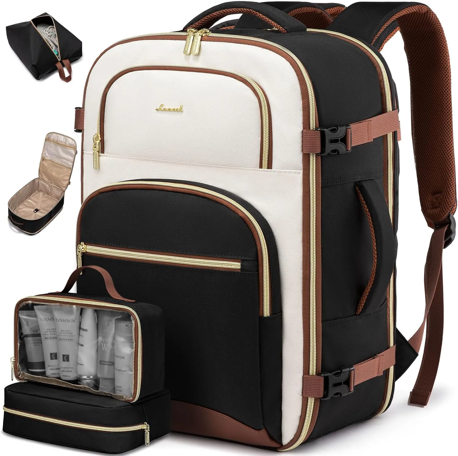 LOVEVOOK Travel Essentials Carry on Backpack 40L Travel Backpack for Women Men,Waterproof TSA Personal Item Travels Bag Airline Flight Approved,Large Carry on Luggage Laptop Backpack with Packing Cube