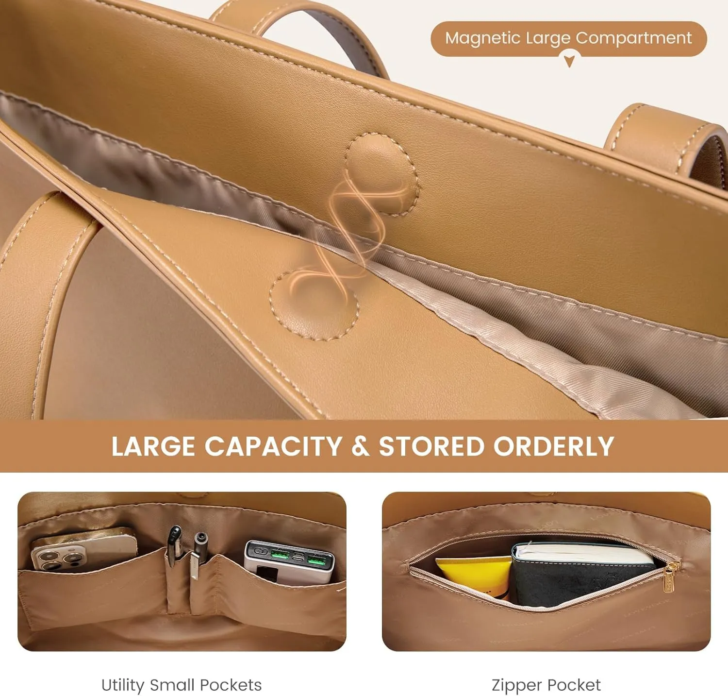 LOVEVOOK Vegan Leather Tote Bag for Women Top Handle Purses and Handbags Casual Work Tote Travel Shoulder Bag for Ladies