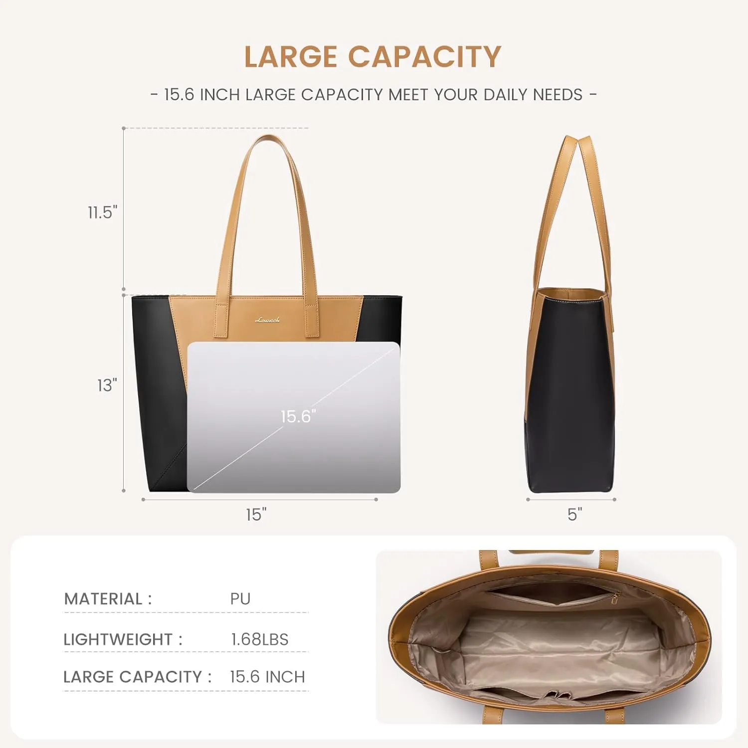 LOVEVOOK Vegan Leather Tote Bag for Women Top Handle Purses and Handbags Casual Work Tote Travel Shoulder Bag for Ladies