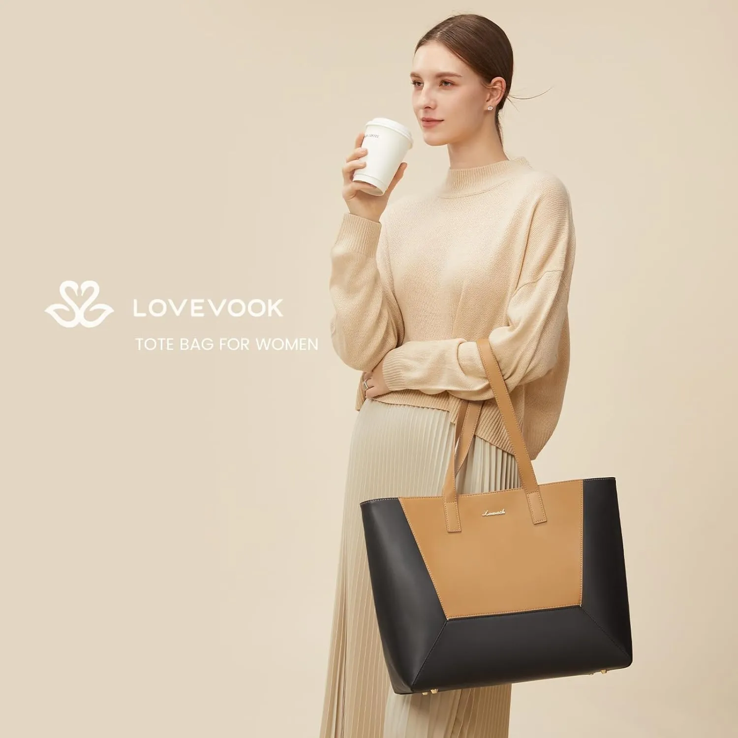 LOVEVOOK Vegan Leather Tote Bag for Women Top Handle Purses and Handbags Casual Work Tote Travel Shoulder Bag for Ladies
