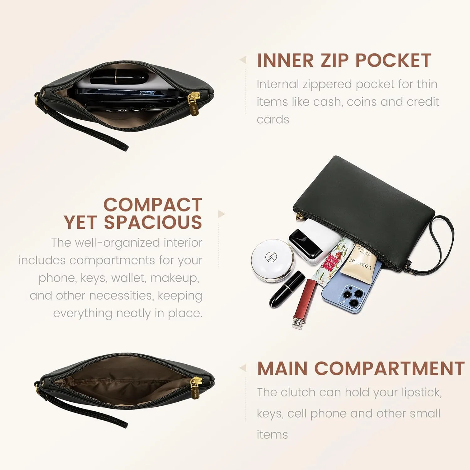 LOVEVOOK Vintage Leather Laptop Tote Bag with Clutch - 15.6 Inch Work Bag for Women, Business, Office, Teacher