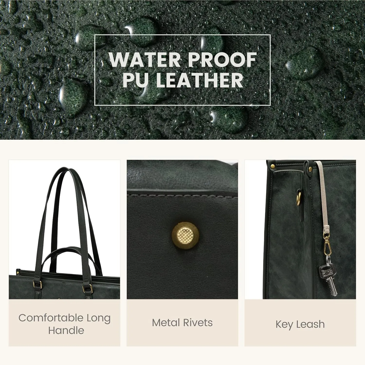 LOVEVOOK Vintage Leather Laptop Tote Bag with Clutch - 15.6 Inch Work Bag for Women, Business, Office, Teacher