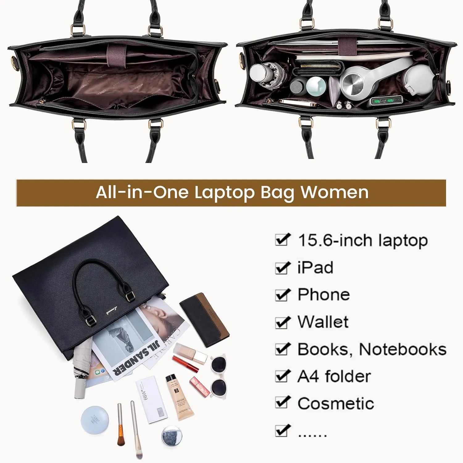 LOVEVOOK Women's 15.6 Inch Laptop Tote Briefcase Business Office Bag