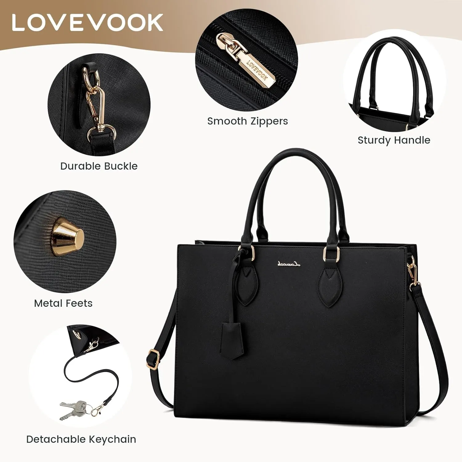LOVEVOOK Women's 15.6 Inch Laptop Tote Briefcase Business Office Bag